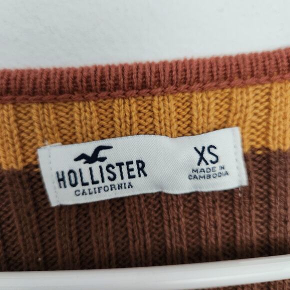 Hollister Bell Sleeve Striped Knit Sweater Top XS Y2K Retro - Picture 3 of 8